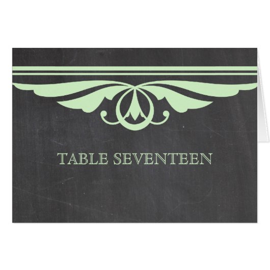 Green Deko Chalkboard Tischnummer Card (Vorderseite (Horizontal))