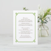 Green Deko Chic Wedding Info Card Begleitkarte (Stehend Vorderseite)