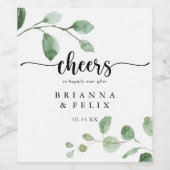 Green Delight Eucalyptus Cheers Wedding Weinetikett (Einzelnes Label)