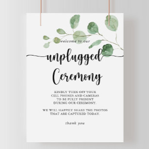 Green Delight Eucalyptus Unplugged Ceremony Sign Poster