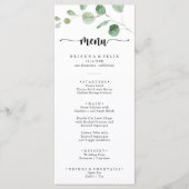 Green Delight Eukalyptus Calligraphy Dinner Menu Menükarte (Vorderseite)