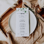 Green Delight Eukalyptus Calligraphy Dinner Menu Menükarte<br><div class="desc">Diese grüne Leckerbissen-Eukalyptus-Kalligrafie-Dinner-Karte ist perfekt für eine einfache Hochzeit. Das Design bietet Aquarellfarben handgezeichnet elegante botanische Eukalyptuszweige und Blätter. Dieses Menü kann für Hochzeitsempfang,  Probe Dinner,  Brautparty oder jede Veranstaltung verwendet werden.</div>