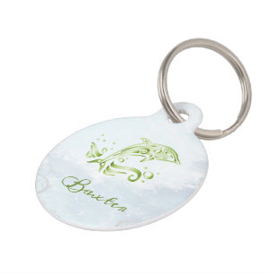 Green Delphin Round Pet Tag Haustiermarke