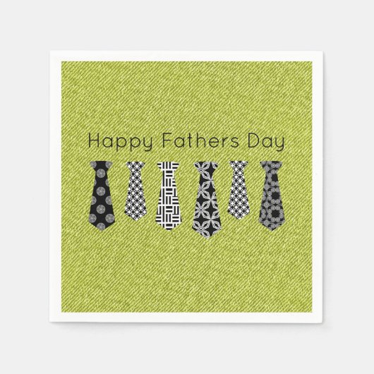 Green Denim Black Neck Ties Happy Vathers Day Serviette (Vorderseite)