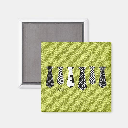 Green Denim Black Neck Ties VATER Office Boss Magnet (Vorderseite/Rückseite)