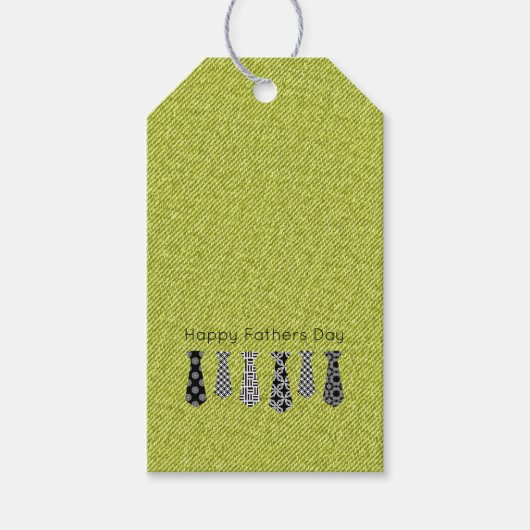 Green Denim BlackWhite Neck Ties Happy Vathers Day Geschenkanhänger (Vorderseite)