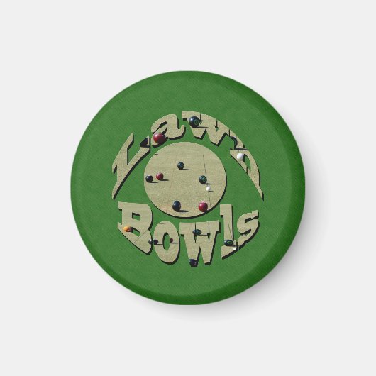 Green Denim Lawn Bowls, Magnet (Vorne)