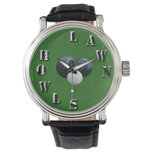 Green Denim Lawn Bowls, Mens Wristwatch Armbanduhr (Vorderseite)