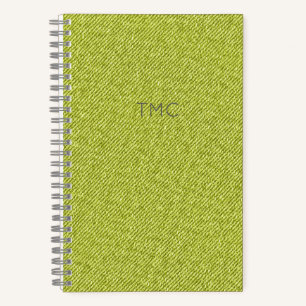Green Denim Monogram INITIALS Gray Masculine Cool Notizblock