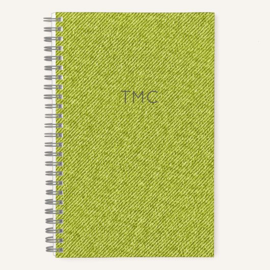 Green Denim Monogram INITIALS Gray Masculine Cool Notizblock (Vorderseite)
