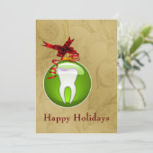 Green Dentist Holiday Cards Feiertagskarte (Stehend Vorderseite)