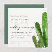 GREEN DESERT CACTUS FOLIAGE WATERCOLOR WEDD EINLADUNG (Vorne/Hinten)
