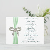 Green Diamond Bow Bridal Dusche Einladung (Stehend Vorderseite)