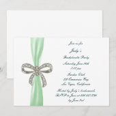 Green Diamond Bow Junggeselinnen-Abschied Einladun Einladung (Vorne/Hinten)