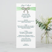 Green Diamond Bow Wedding Menu Card Menükarte (Stehend Vorderseite)