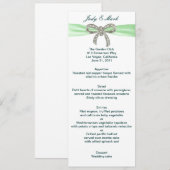 Green Diamond Bow Wedding Menu Card Menükarte (Vorne/Hinten)