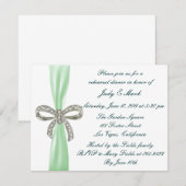 Green Diamond Bow Wedding Probe Dinner einladen Einladung (Vorne/Hinten)