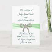 Green Diamond Bow Wedding Program Card Programm (Vorderseite)