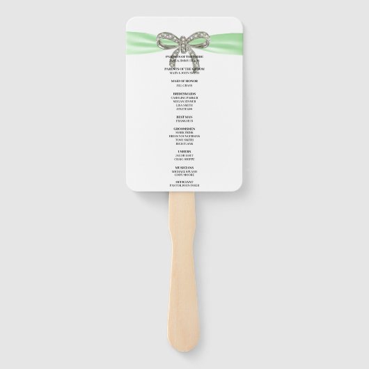 Green Diamond Bow Wedding Program Fächer (Rückseite)