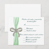 Green Diamond Bow Wedding Response Card RSVP Karte (Vorne/Hinten)