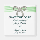 Green Diamond Bow Wedding Save the Date Magnet (Vorne)