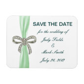 Green Diamond Bow Wedding Save the Date Magnet (Horizontal)