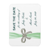 Green Diamond Bow Wedding Save the Date Magnet (Vertikal)