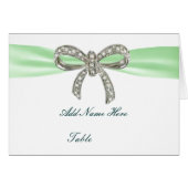 Green Diamond Bow Wedding Table Platzkarte (Vorderseite (Horizontal))