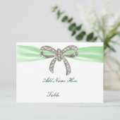 Green Diamond Bow Wedding Table Platzkarte (Stehend Vorderseite)