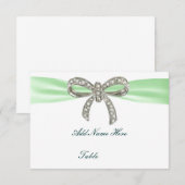 Green Diamond Bow Wedding Table Platzkarte (Vorne/Hinten)