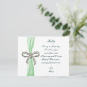Green Diamond Bow Wedding Trauzeugin Card Einladung (Stehend Vorderseite)
