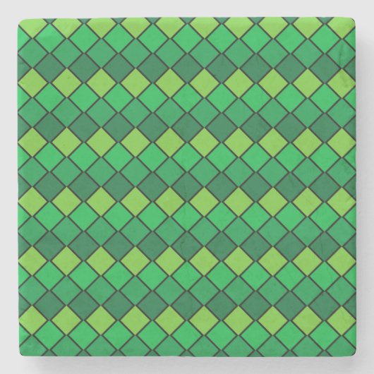 Green Diamond Checked Square Untersetzer (Vorderseite)