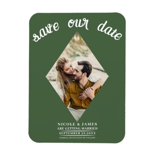 Green Diamond Foto Wedding Save the Date Magnet (Vertikal)