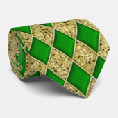 Green Diamond & Gold Sequin Muster Mardi Gras Kraw Krawatte (Gerollt)