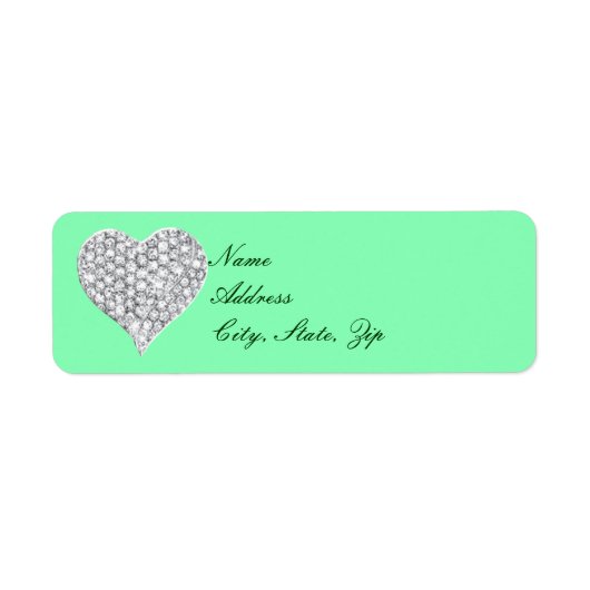 Green Diamond Heart Address Labels (Vorne)
