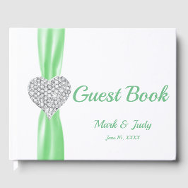Green Diamond Heart Wedding Guestbook Gästebuch
