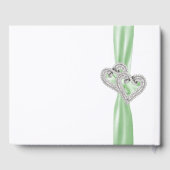 Green Diamond Hearts Wedding Gäestbook Gästebuch (Rückseite)