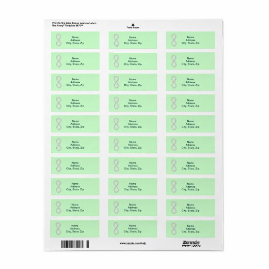 Green Diamond Infinity Wedding Address Labels (Vorne)