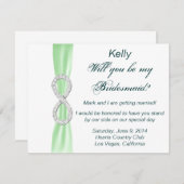 Green Diamond Infinity Wedding Bridesmaid Card Einladung (Vorne/Hinten)