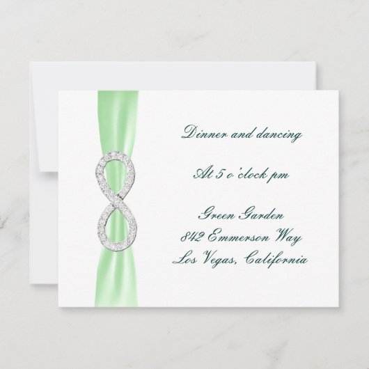 Green Diamond Infinity Wedding Card Einladung (Vorderseite)