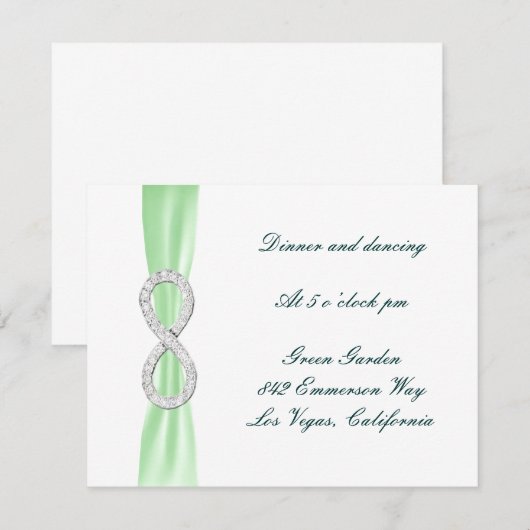 Green Diamond Infinity Wedding Card Einladung (Vorne/Hinten)