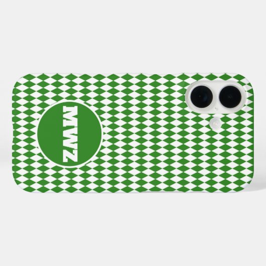 Green Diamond Monogram iPhone Case (Rückseite (Horizontal))