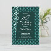 Green Diamond Pattern 60. Geburtstagsparty Einladung (Stehend Vorderseite)