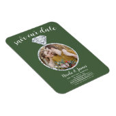 Green Diamond Ring Blende Foto Save the Date Magnet (Rechte Seite)
