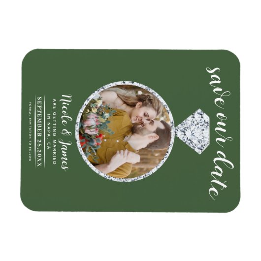 Green Diamond Ring Blende Foto Save the Date Magnet (Horizontal)