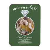 Green Diamond Ring Blende Foto Save the Date Magnet (Vertikal)