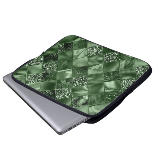 GREEN DIAMOND SHIMMER DIAMOND PATTERN LAPTOPSCHUTZHÜLLE (Vorne Knopf)