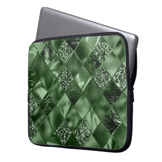 GREEN DIAMOND SHIMMER DIAMOND PATTERN LAPTOPSCHUTZHÜLLE (Vorderseite Links)