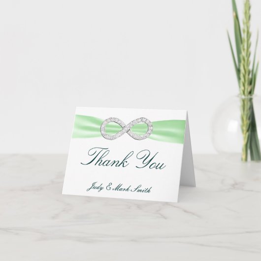 Green Diamond Unfinity Wedding Danke Card (Vorderseite)
