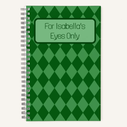 Green Diamonds My Eyes Only Journal Notizblock (Vorderseite)